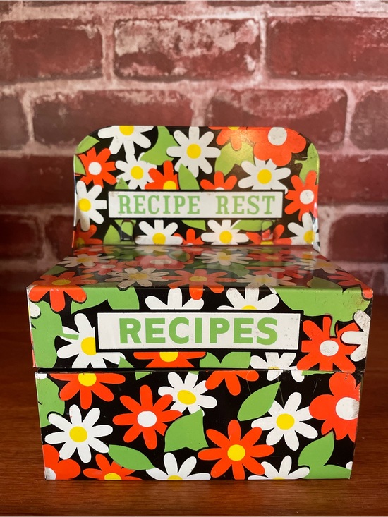 Other - Vintage 1970s Mod Flower Power Tin Litho Recipe Box